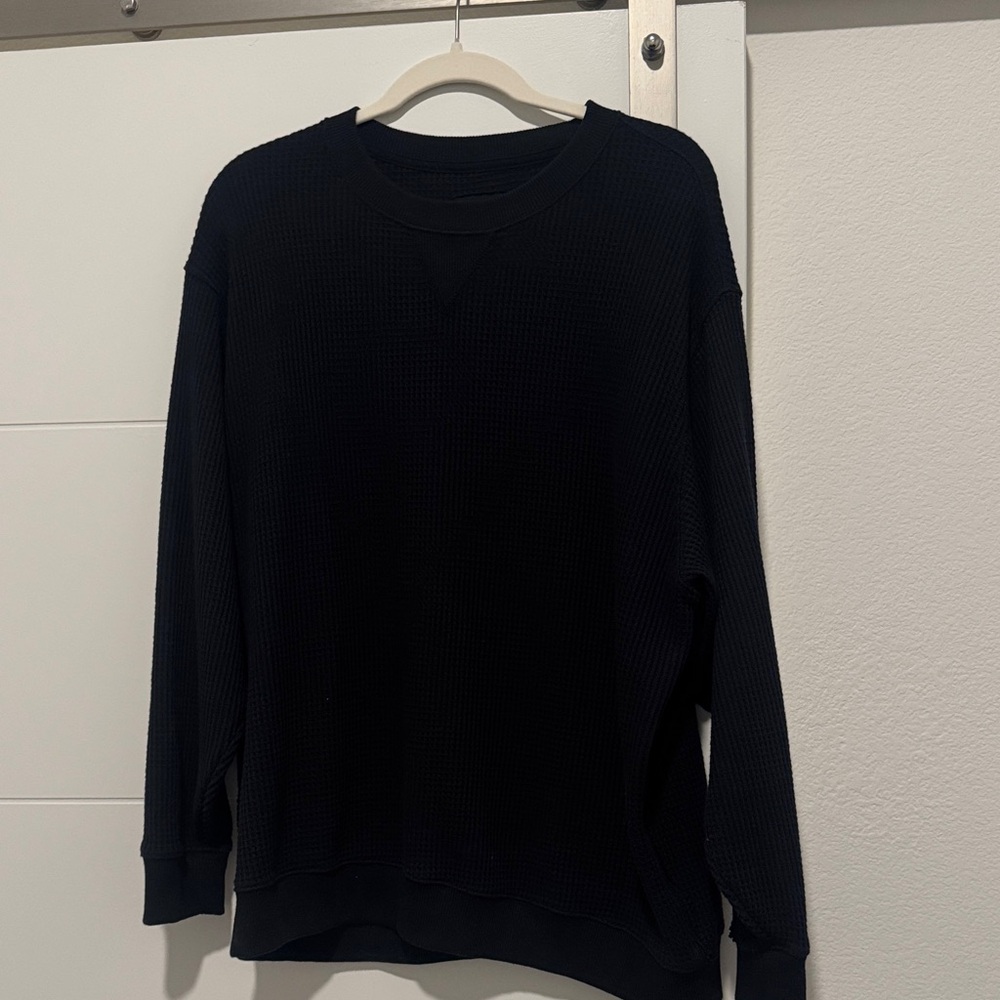 Aerie Black Waffle Sweatshirt